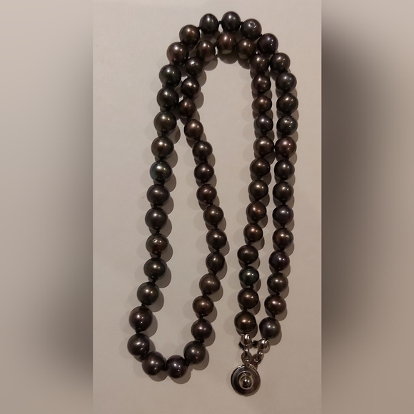 20" Genuine 7mm Round  Black Pearls NWOT - Picture 4 of 4